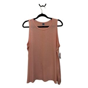 Old Navy Luxe Ribbed Tank Top Peach Heather Sleeveless Crew Neck XL New